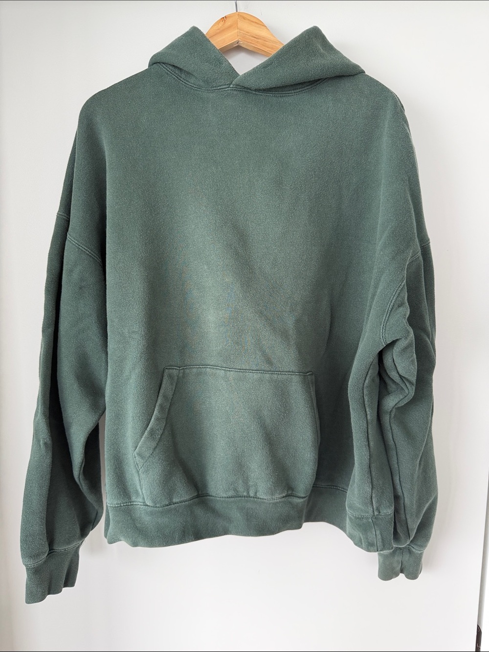 Essentials Muted Green Oversized Pullover Hoodie